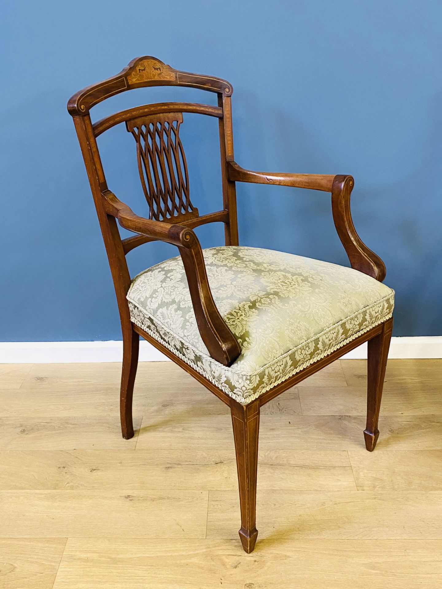 Pair of Edwardian open elbow chairs - Image 4 of 6