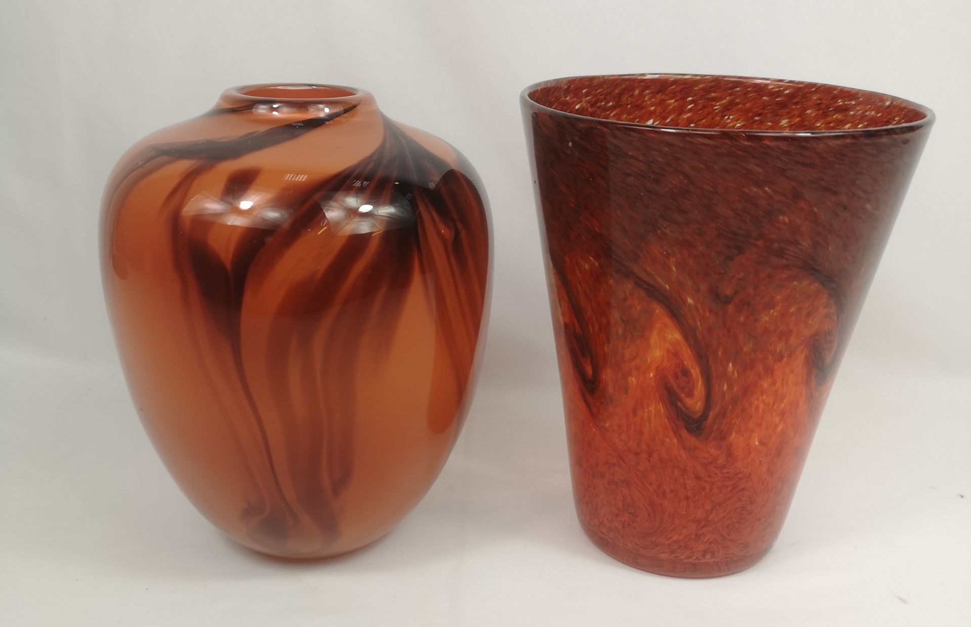 Two art glass vases