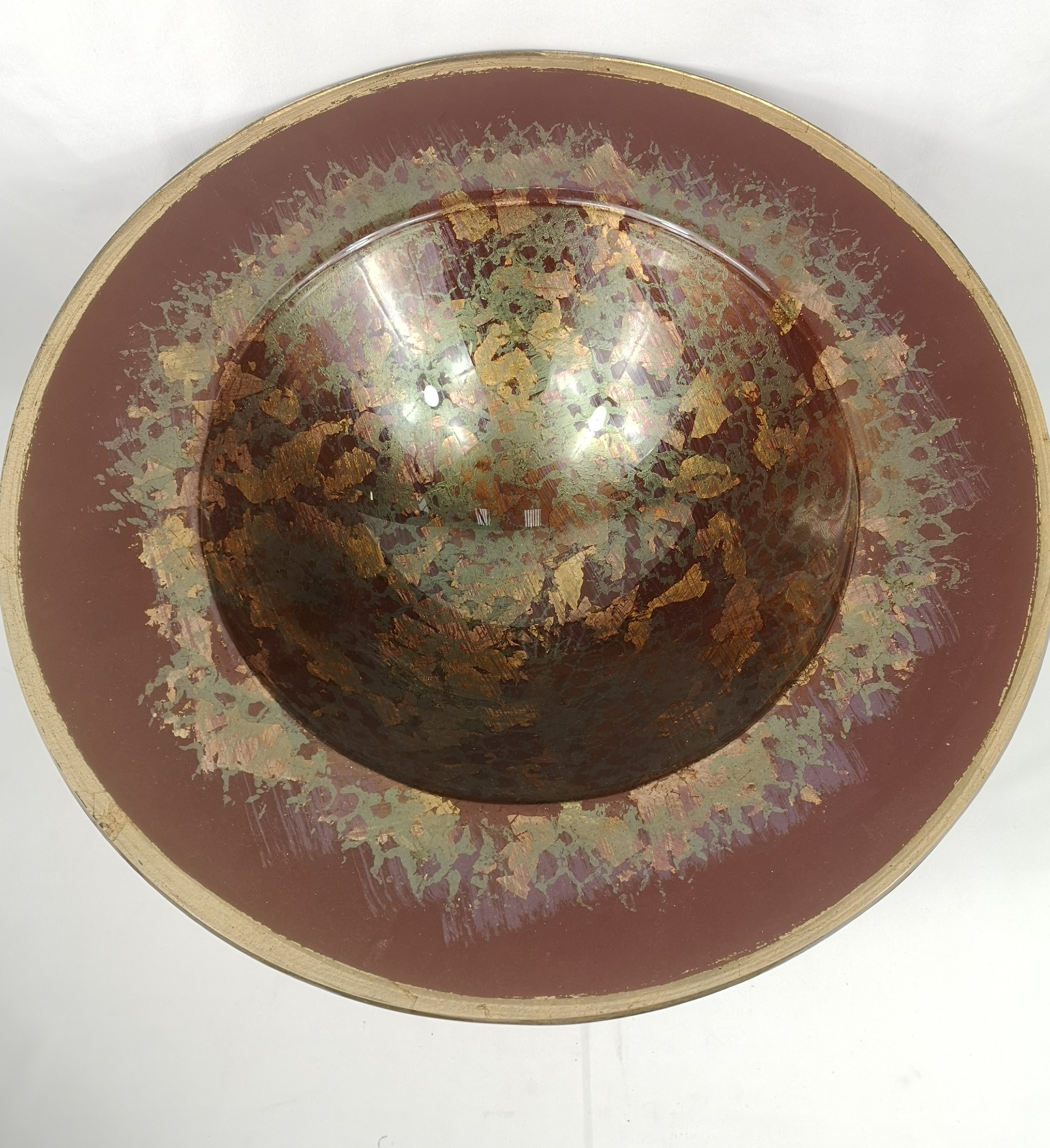 Art glass bowl on metal stand - Image 4 of 5