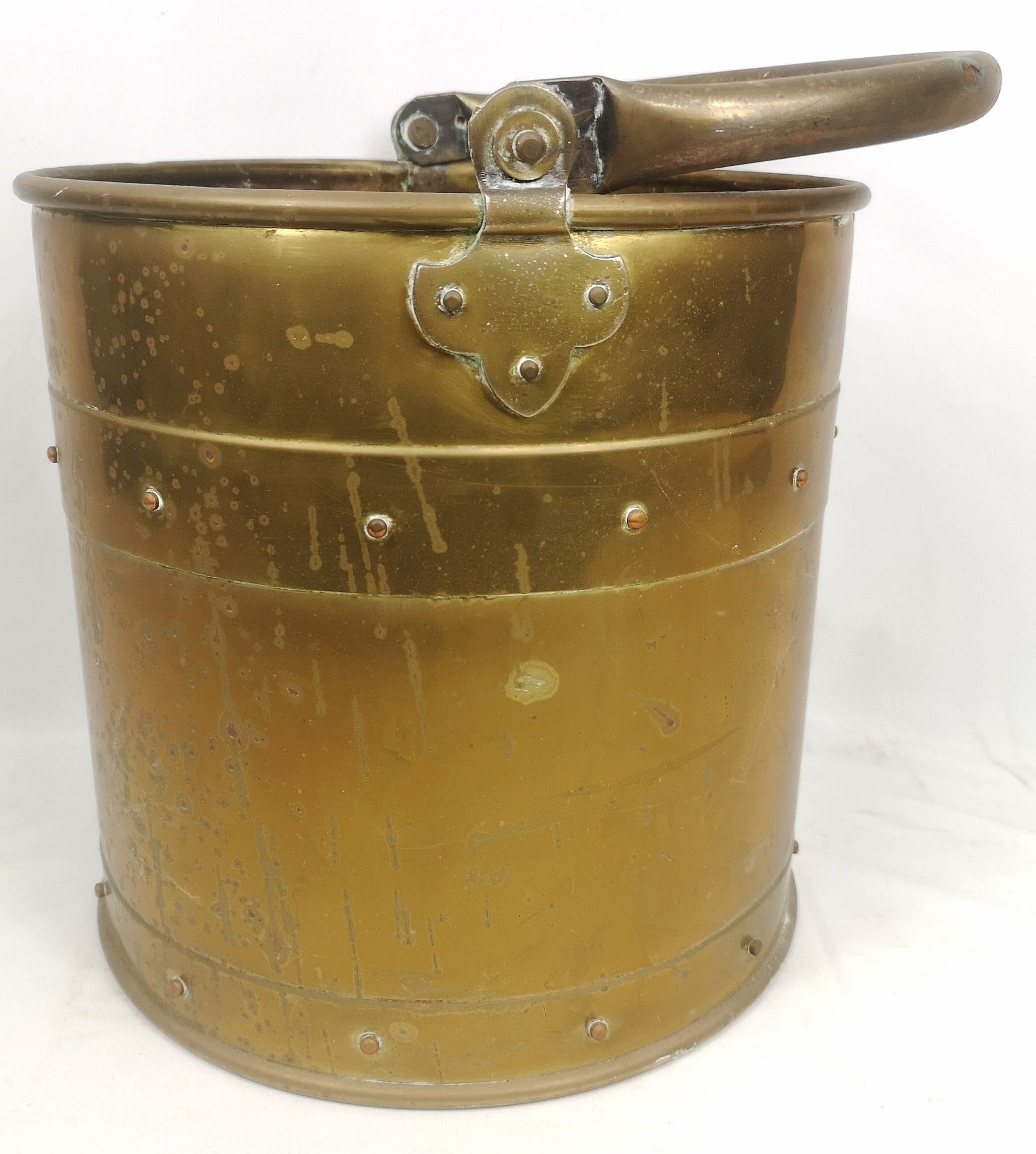 Brass pail with copper rivets