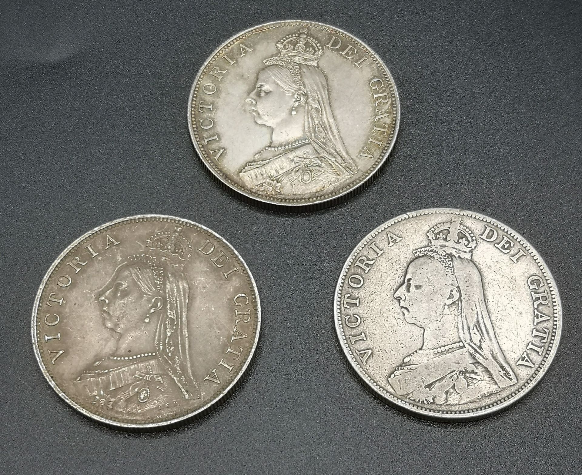 Three Queen Victoria double florins - Image 5 of 8