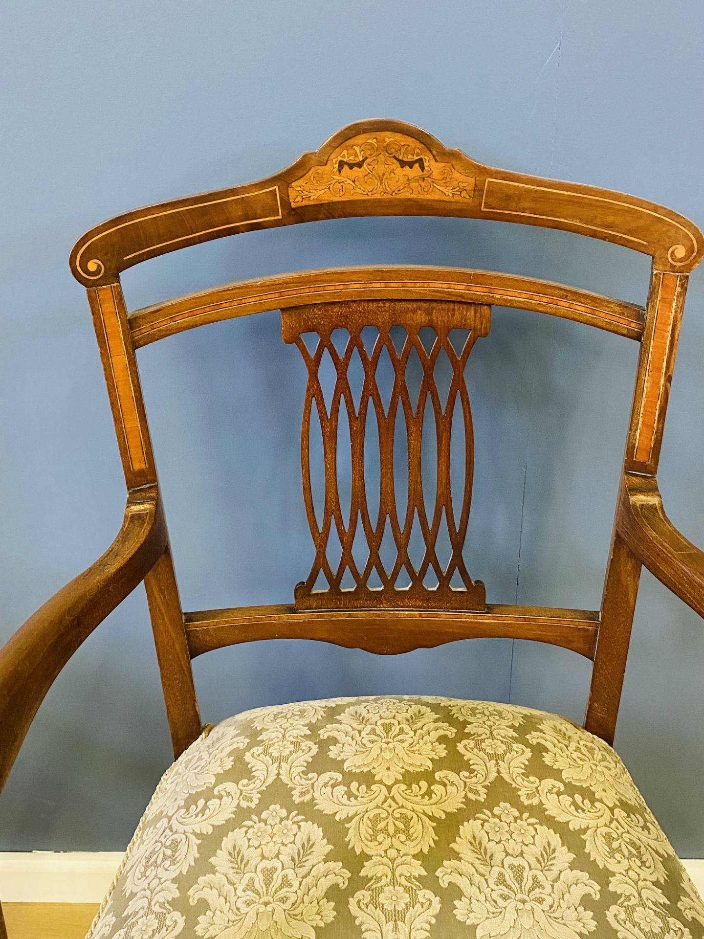 Pair of Edwardian open elbow chairs - Image 6 of 6