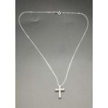9ct white gold and diamond cross and chain