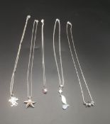 Five silver necklaces