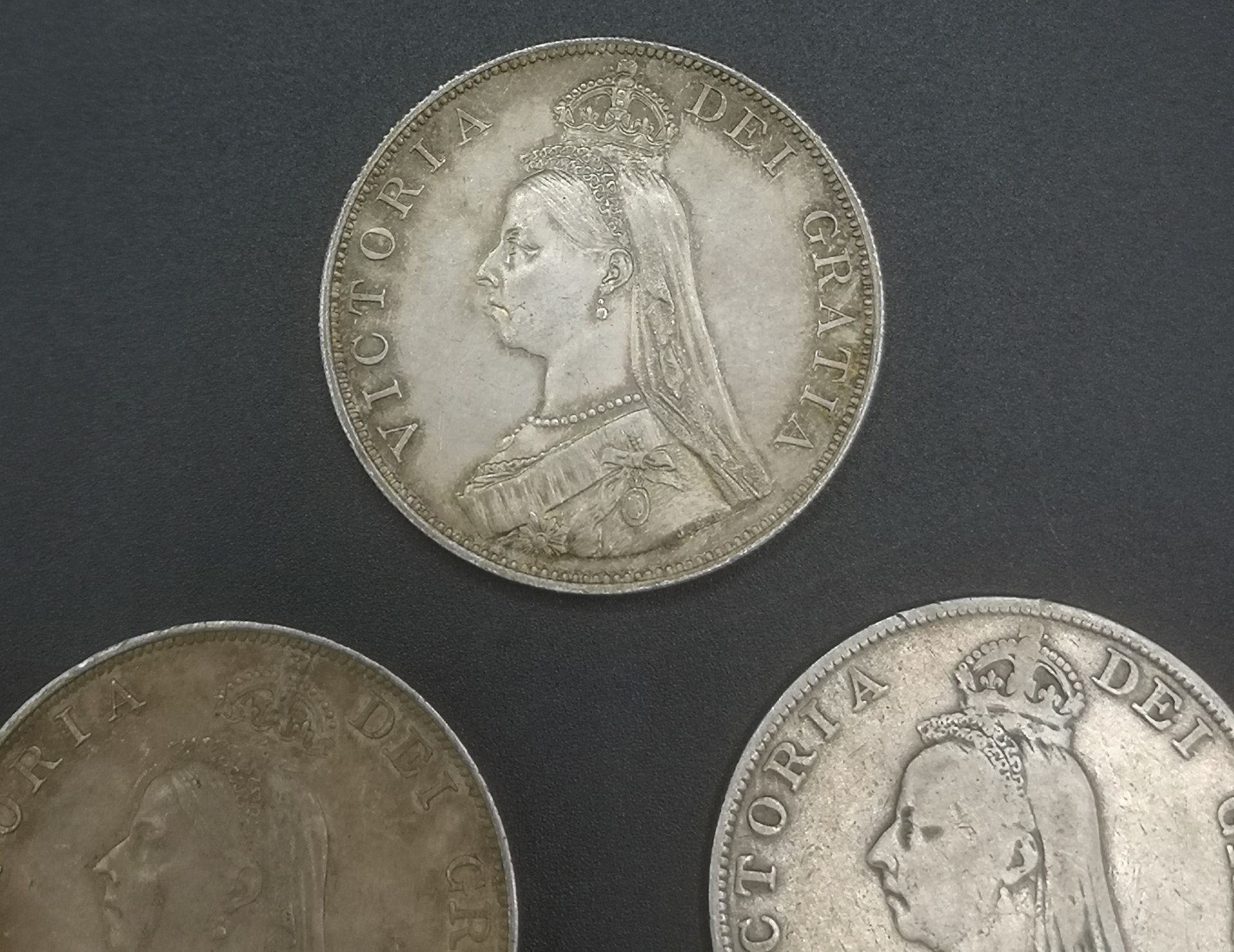 Three Queen Victoria double florins - Image 6 of 8