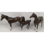 Three Beswick horses