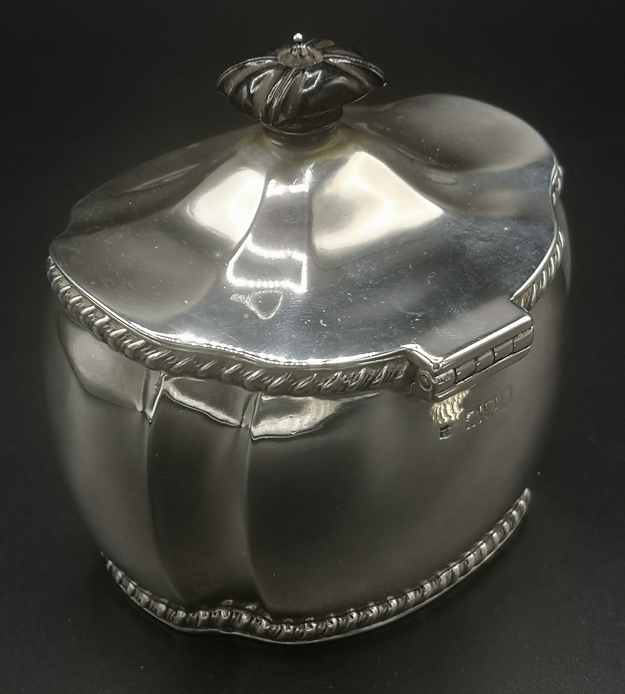 Silver tea caddy and spoon - Image 4 of 4