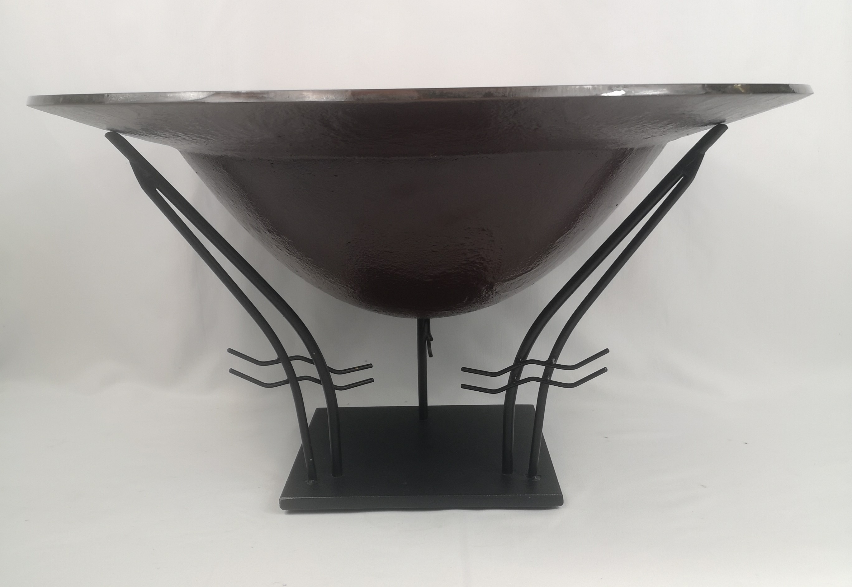 Art glass bowl on metal stand - Image 2 of 5