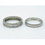 Platinum and diamond eternity ring together with a platinum band