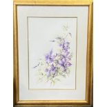 Framed watercolour of flowers