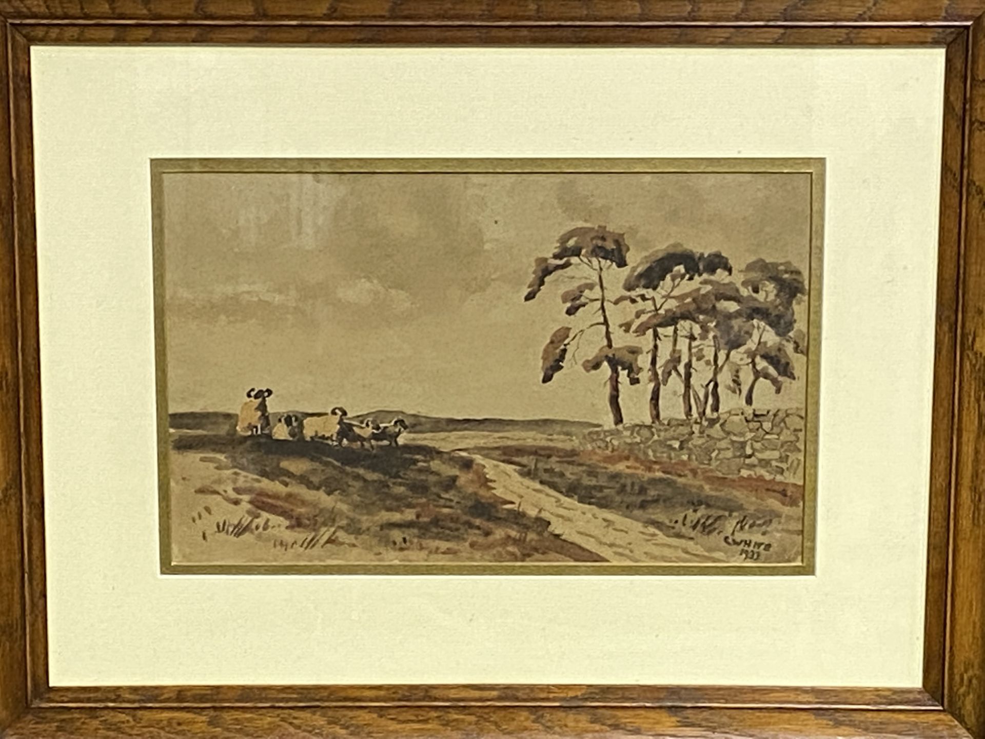 Framed and glazed watercolour of sheep - Bild 2 aus 3