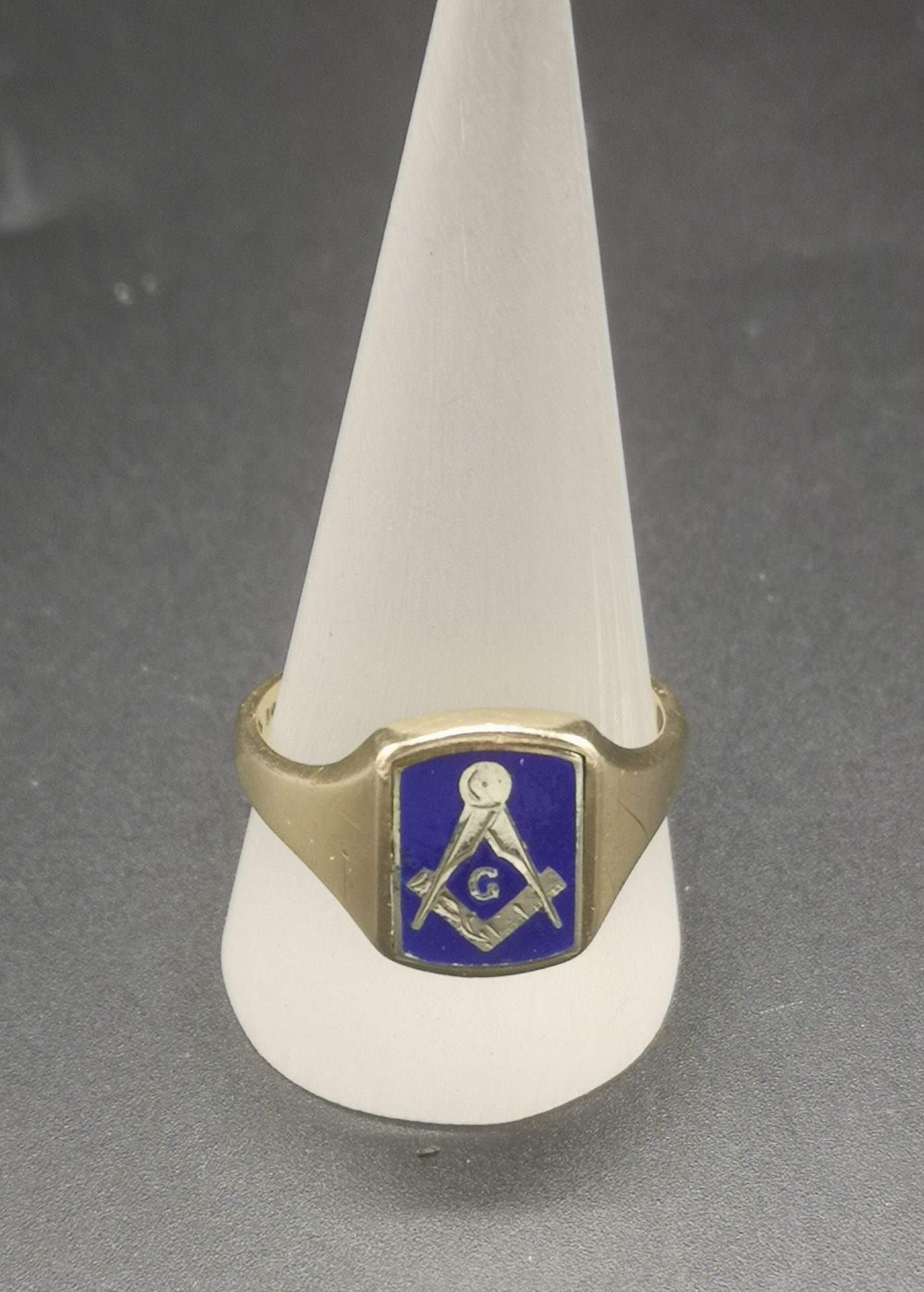 9ct gold masonic swivel top ring