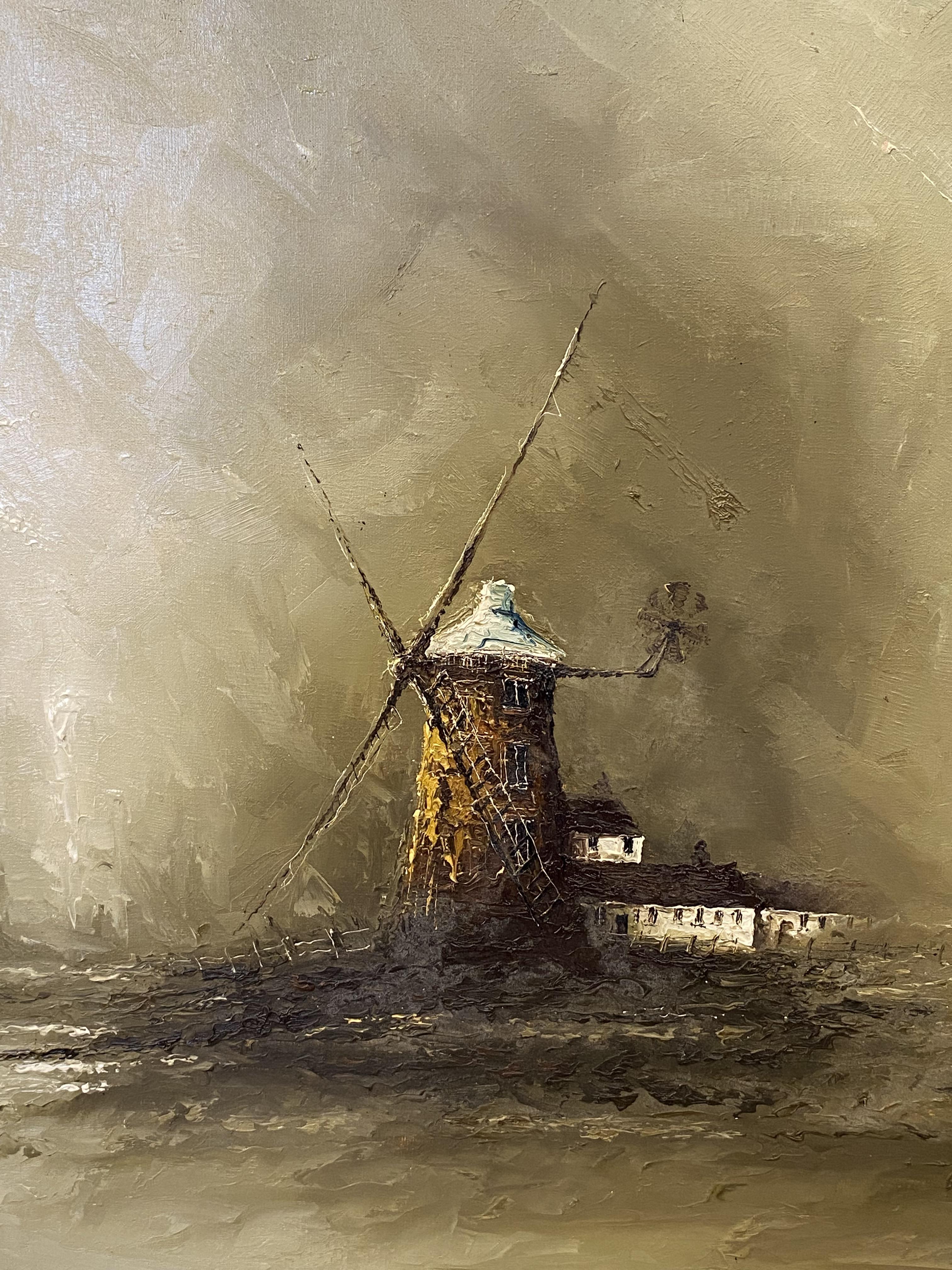 Framed oil on canvas of a windmill - Image 3 of 4