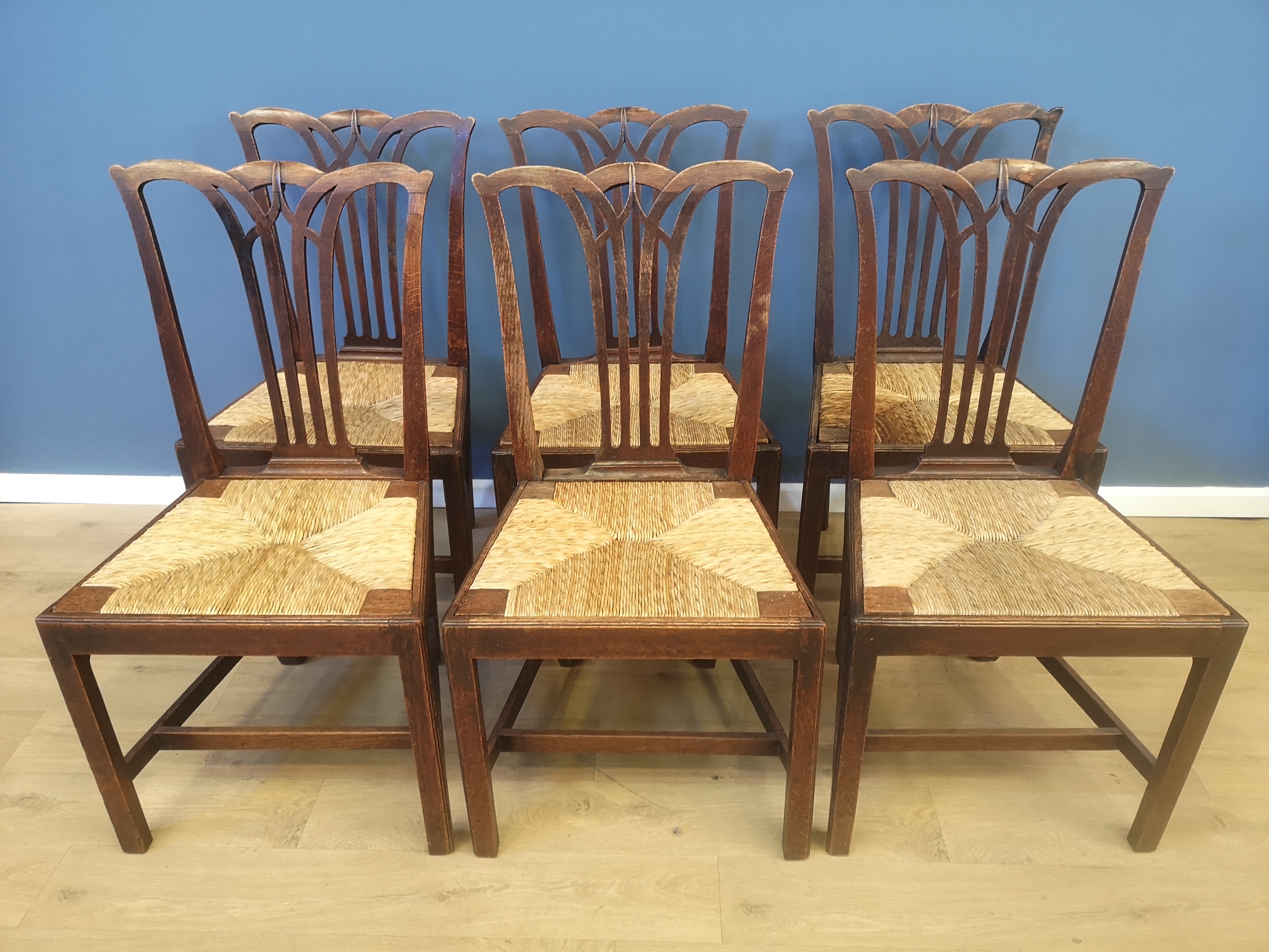 Six Georgian dining chairs