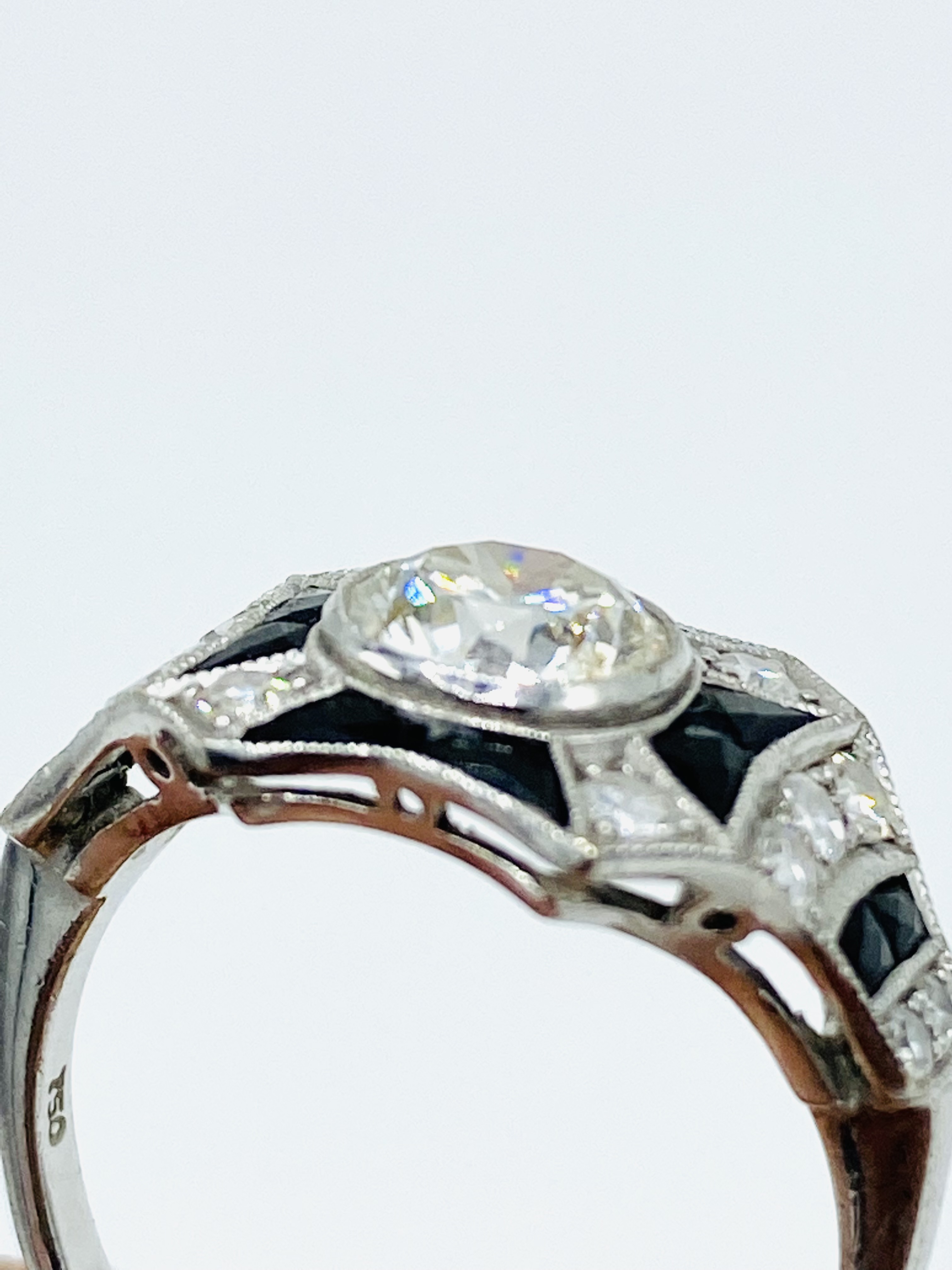 18ct white gold, diamond and black onyx ring - Image 3 of 6