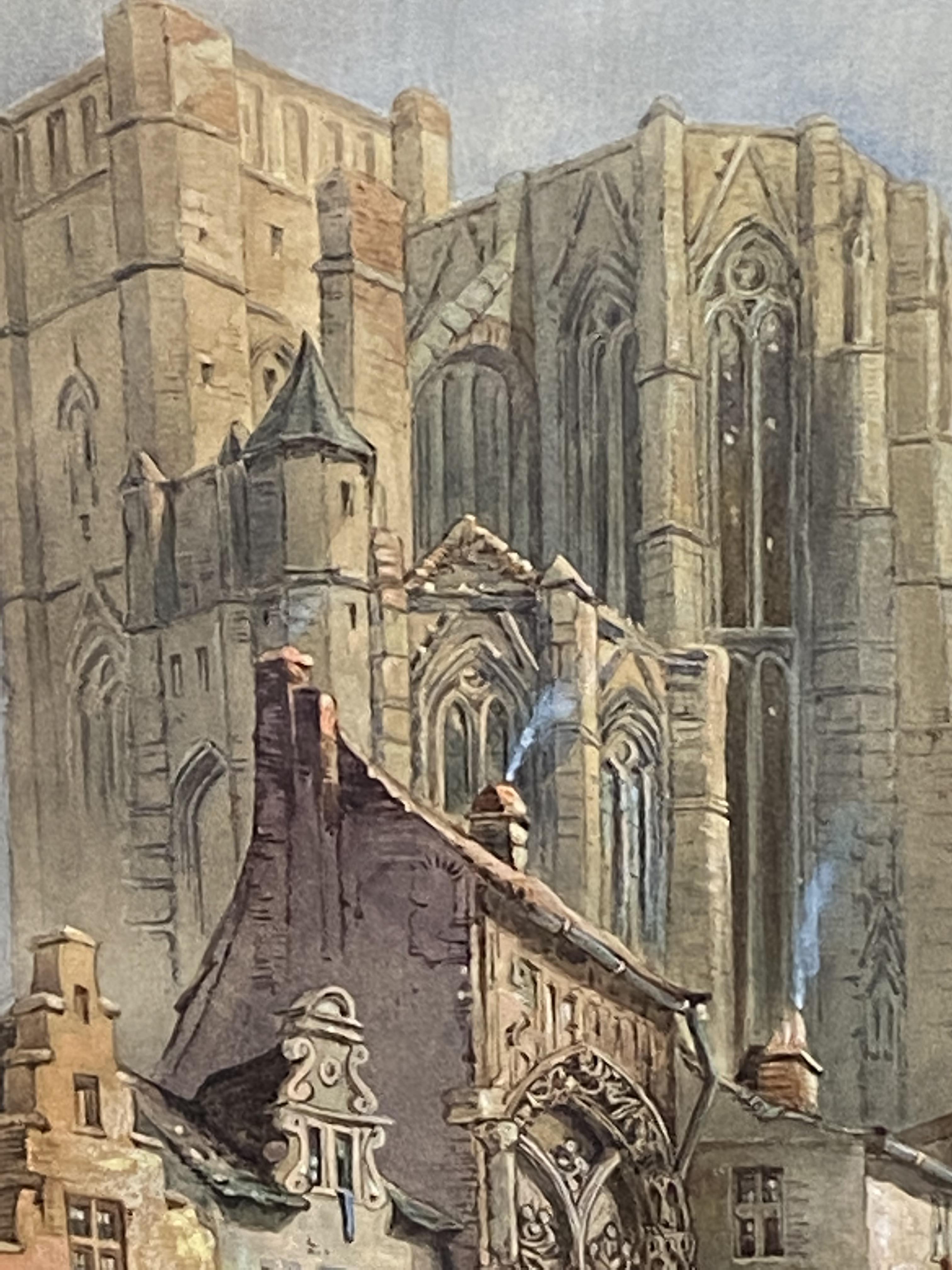 Framed and glazed watercolour of a cathedral - Image 3 of 4