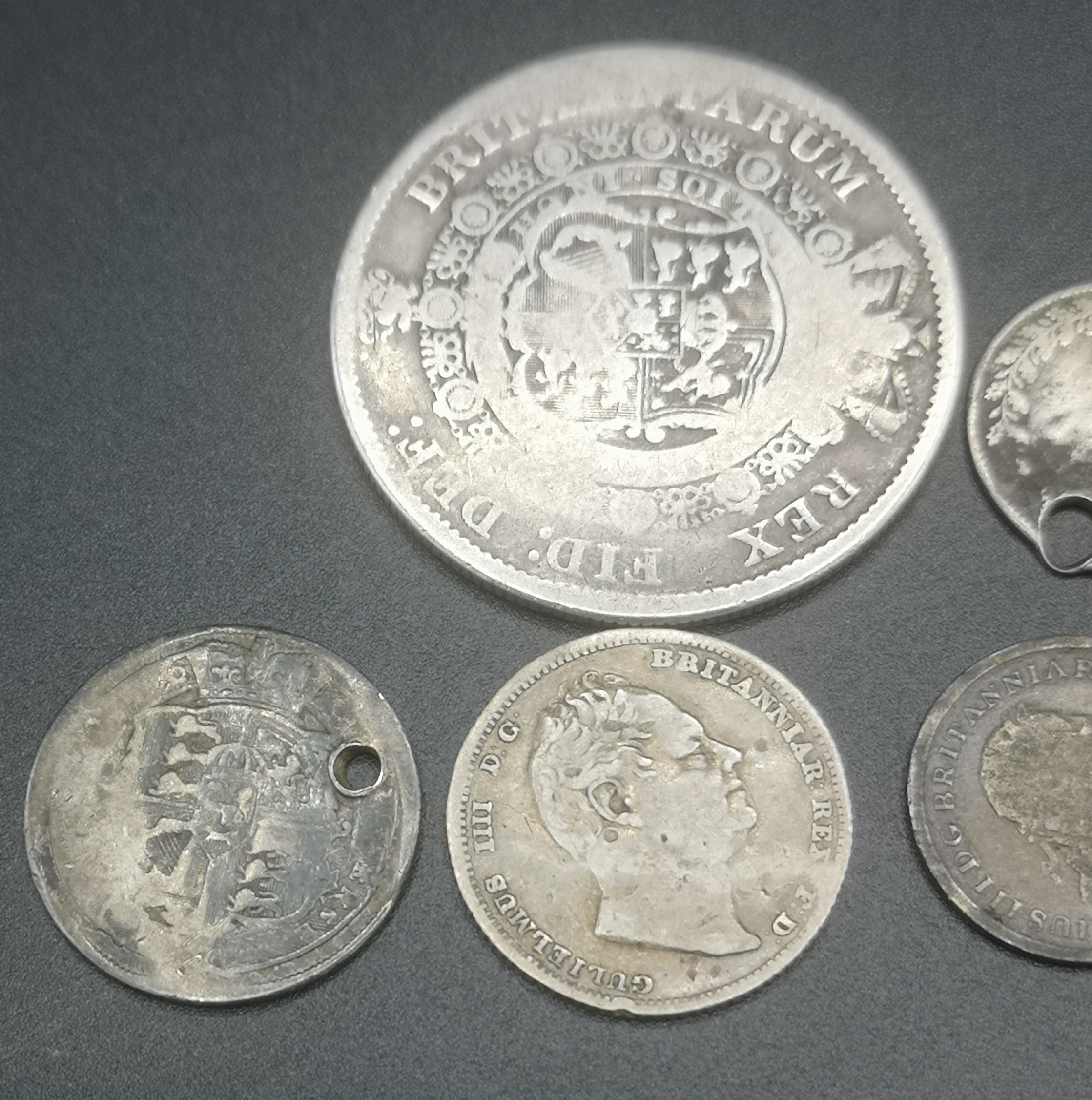 Three King George III coins and two King George IV - Image 5 of 7