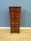 Mahogany veneer chest of eight drawers