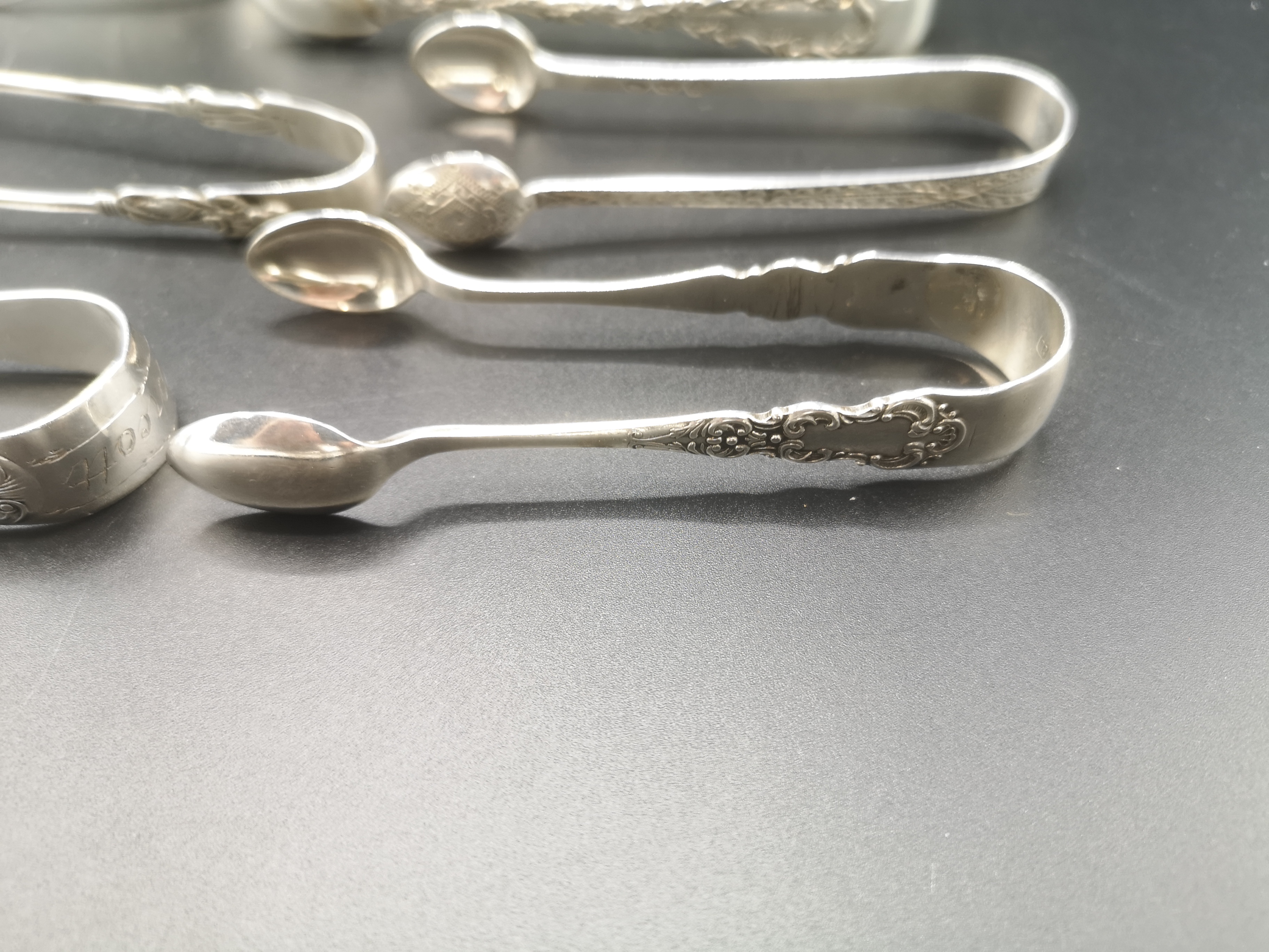 Seven pairs of silver sugar tongs - Image 4 of 6