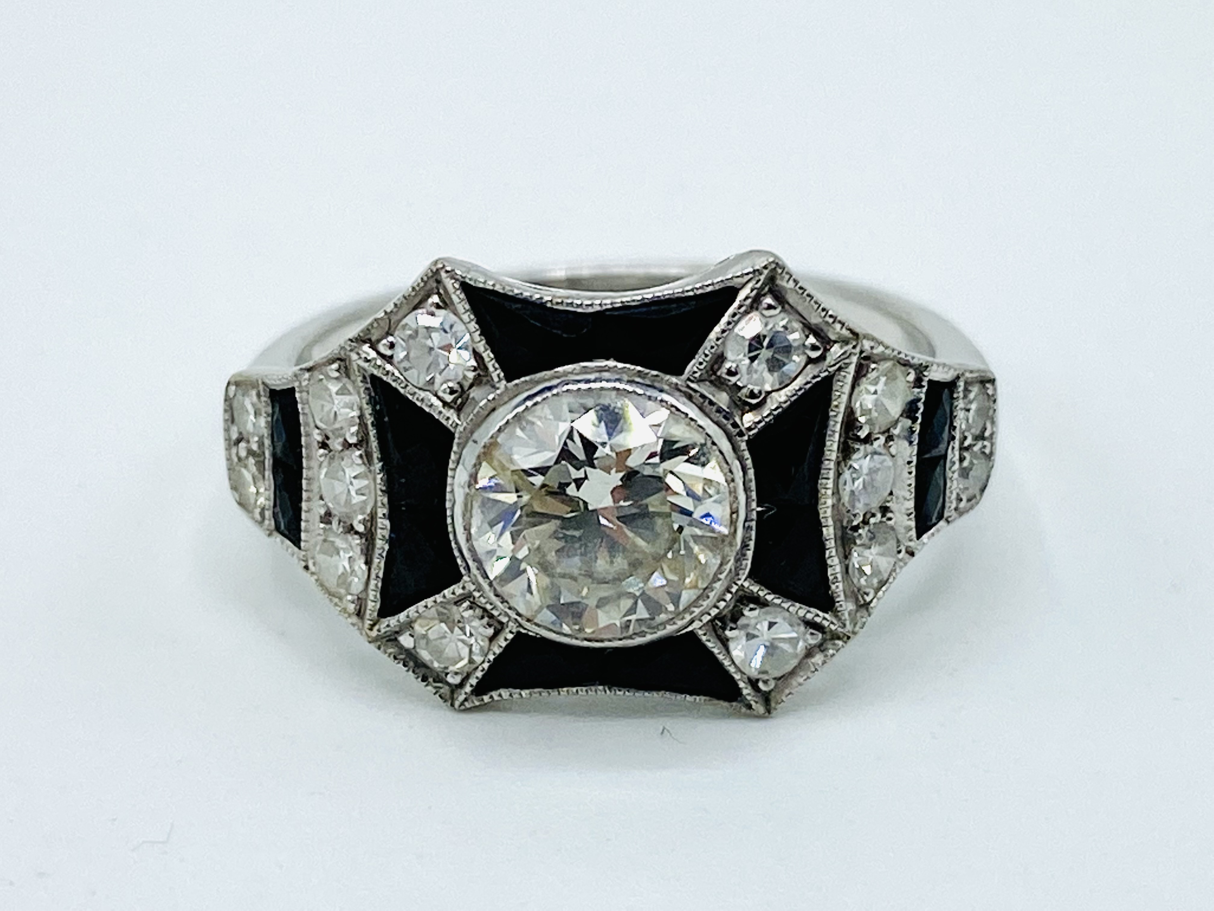18ct white gold, diamond and black onyx ring - Image 2 of 6