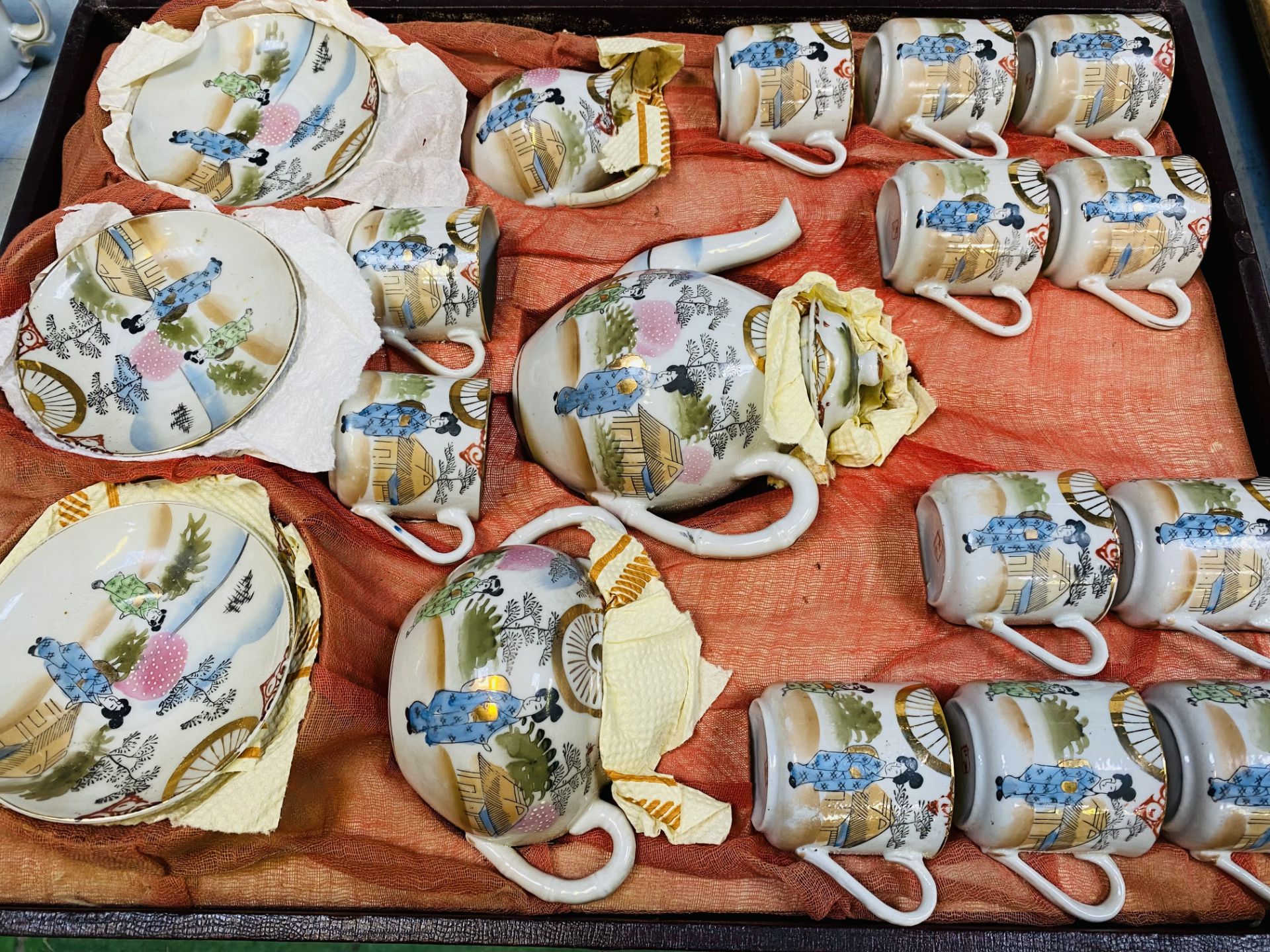 Twelve place Japanese porcelain tea set