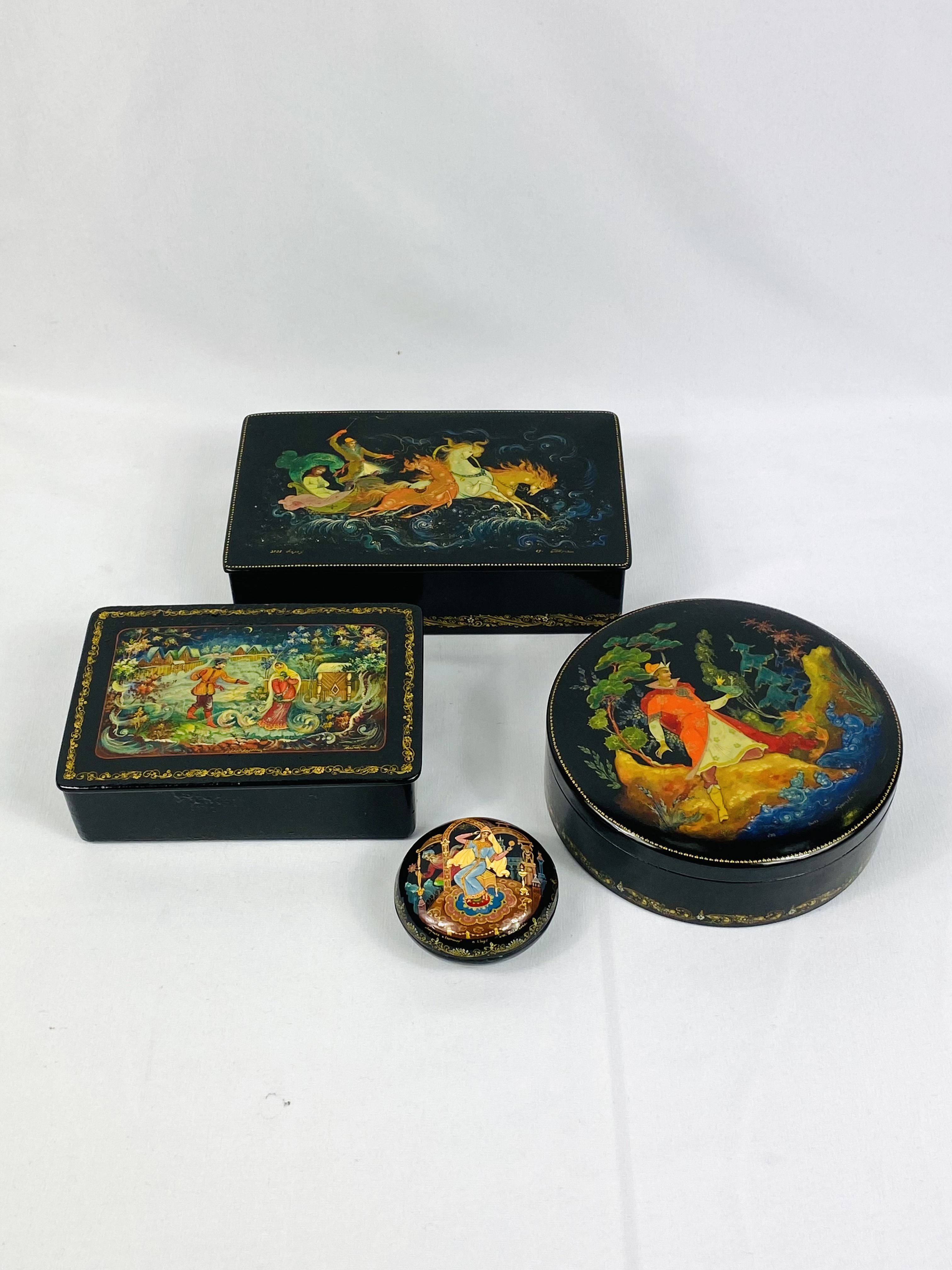 Four black lacquer boxes - Image 4 of 4
