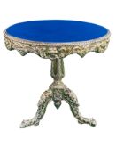 19th century Indian white metal veneered pedestal table