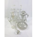 Collection of seven glass decanters