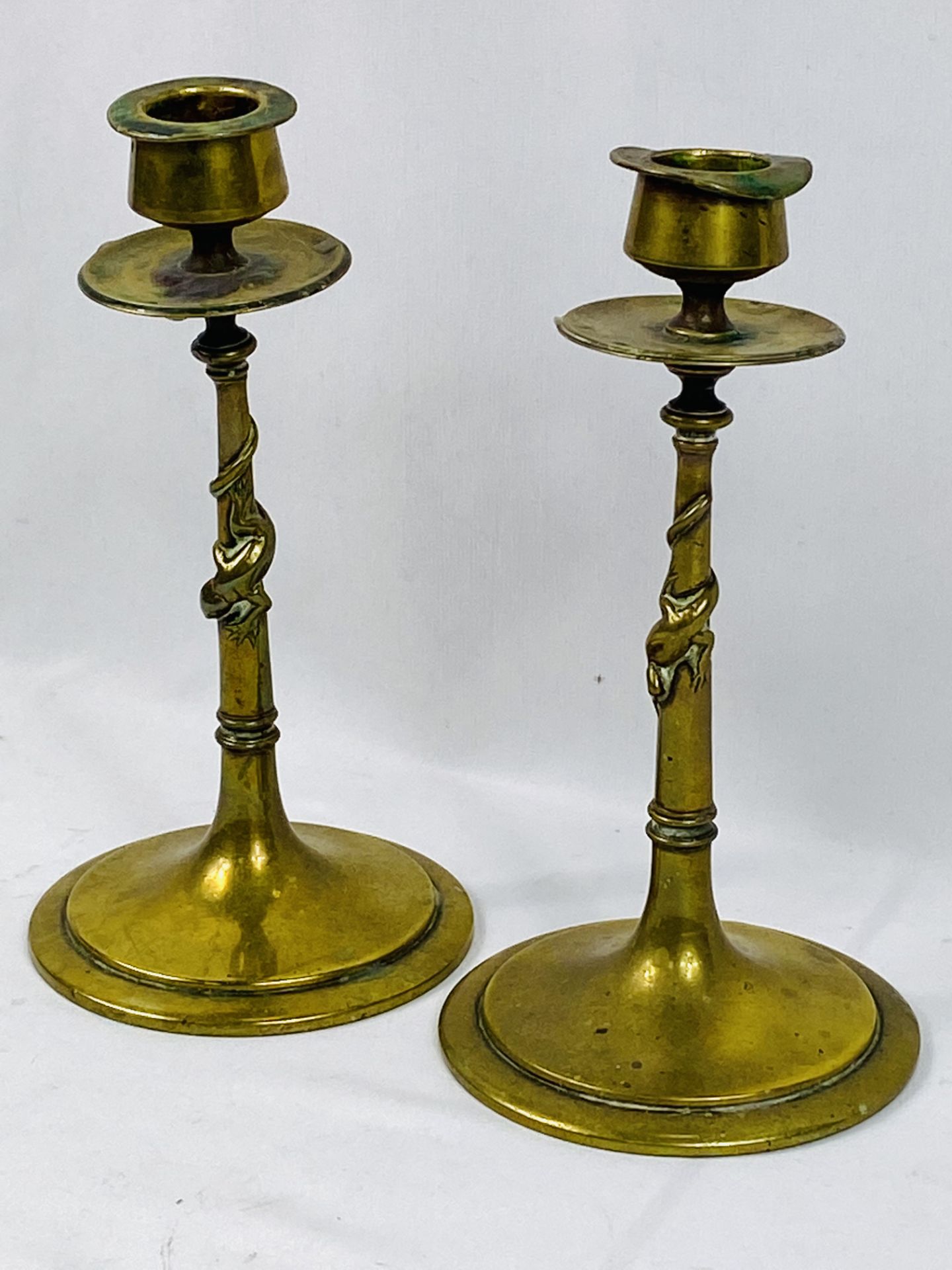 Pair of brass candlesticks - Image 2 of 3