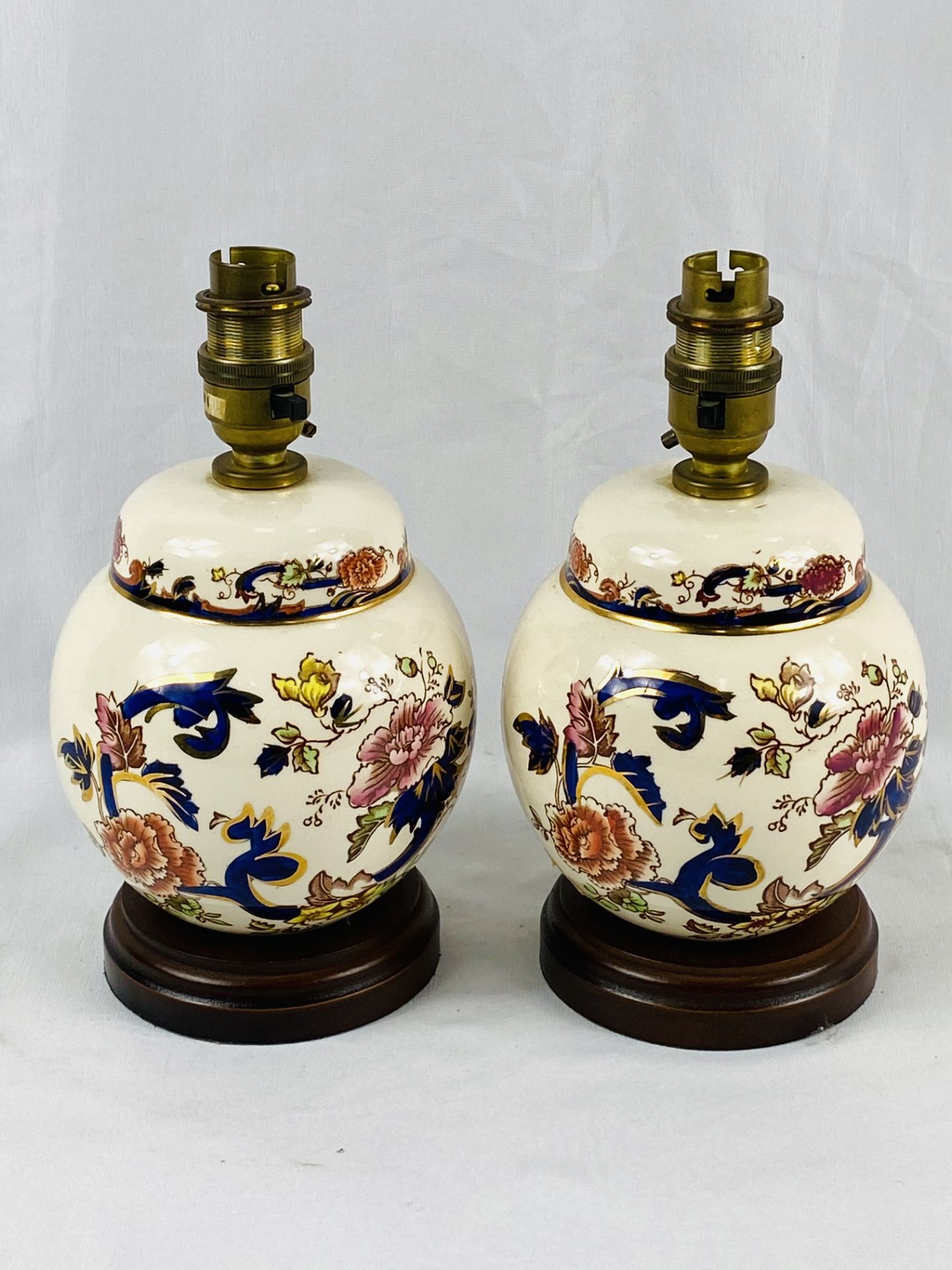 Two Mason's Ironstone Mandalay table lamps