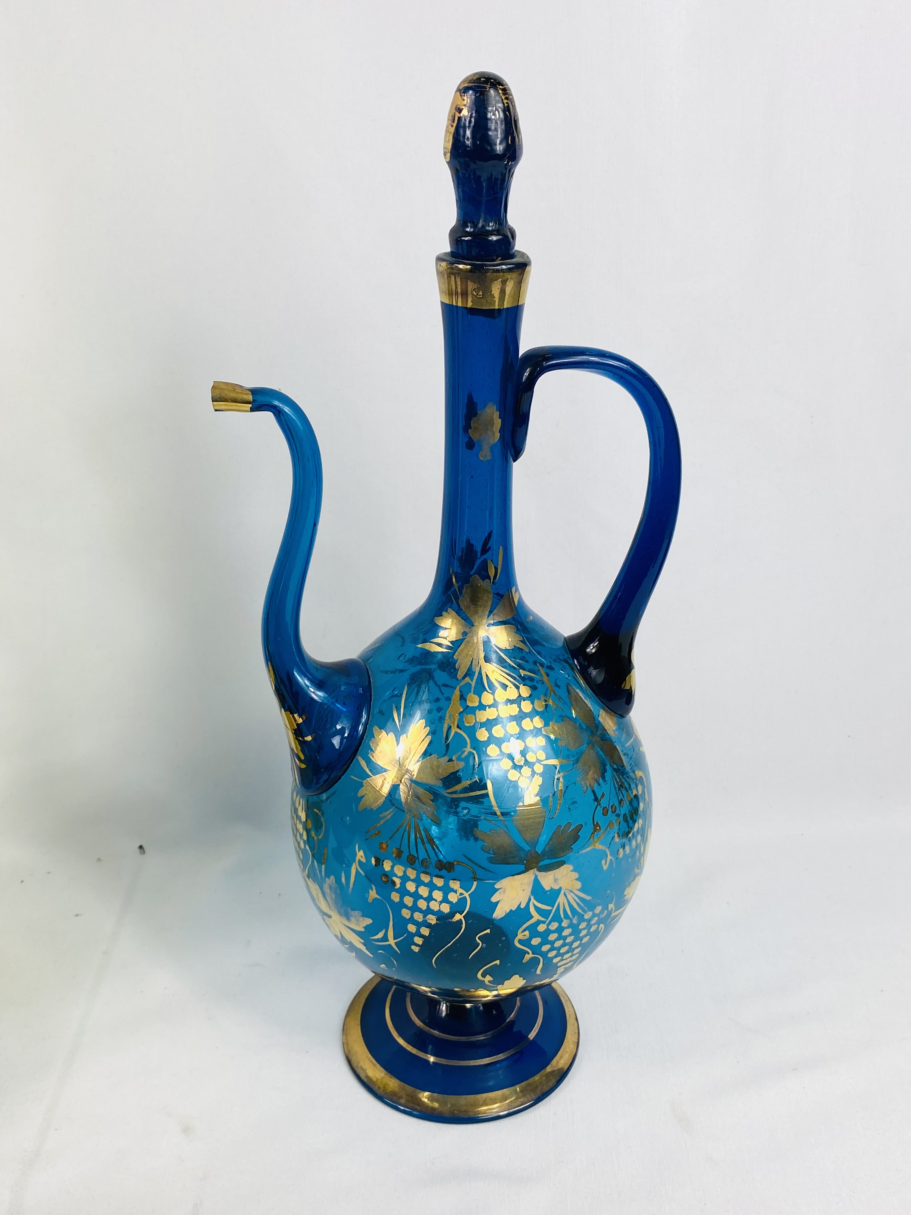Three Persian rode water bottles together with a yellow glass decanter - Image 3 of 4