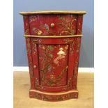Red painted bedside cabinet