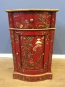 Red painted bedside cabinet