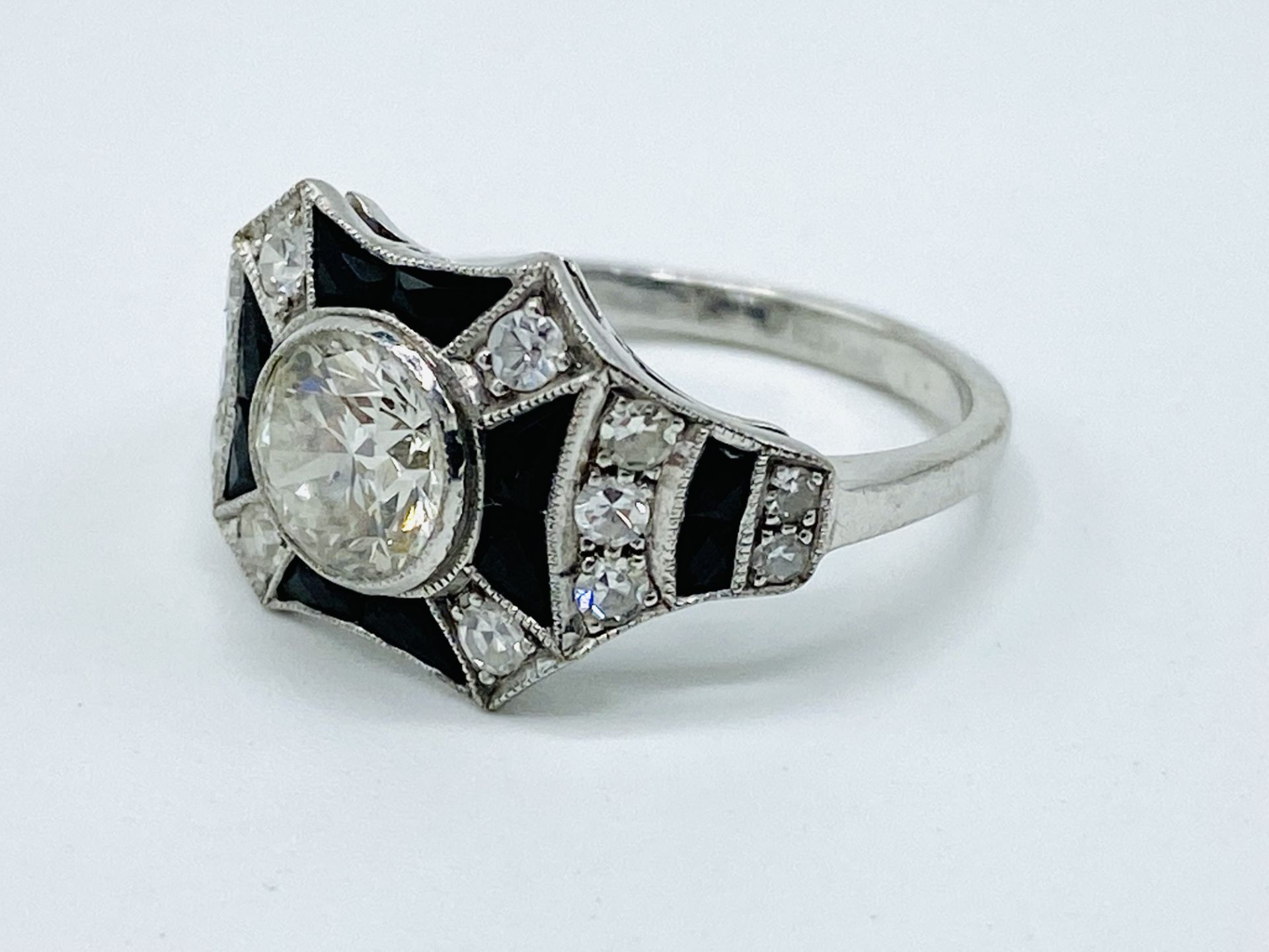 18ct white gold, diamond and black onyx ring - Image 6 of 6