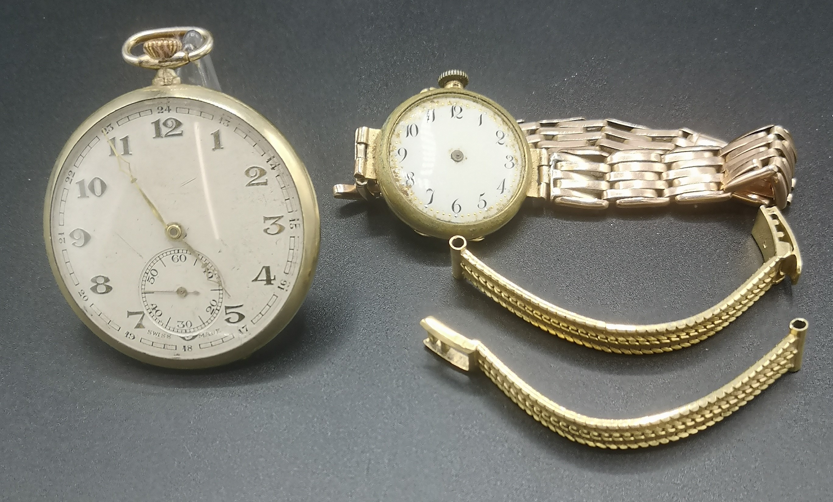 18ct gold case wrist watch together with a Swiss made wrist watch