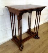 Mahogany veneer nest of three side tables