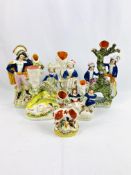 Six Victorian Staffordshire spill vases