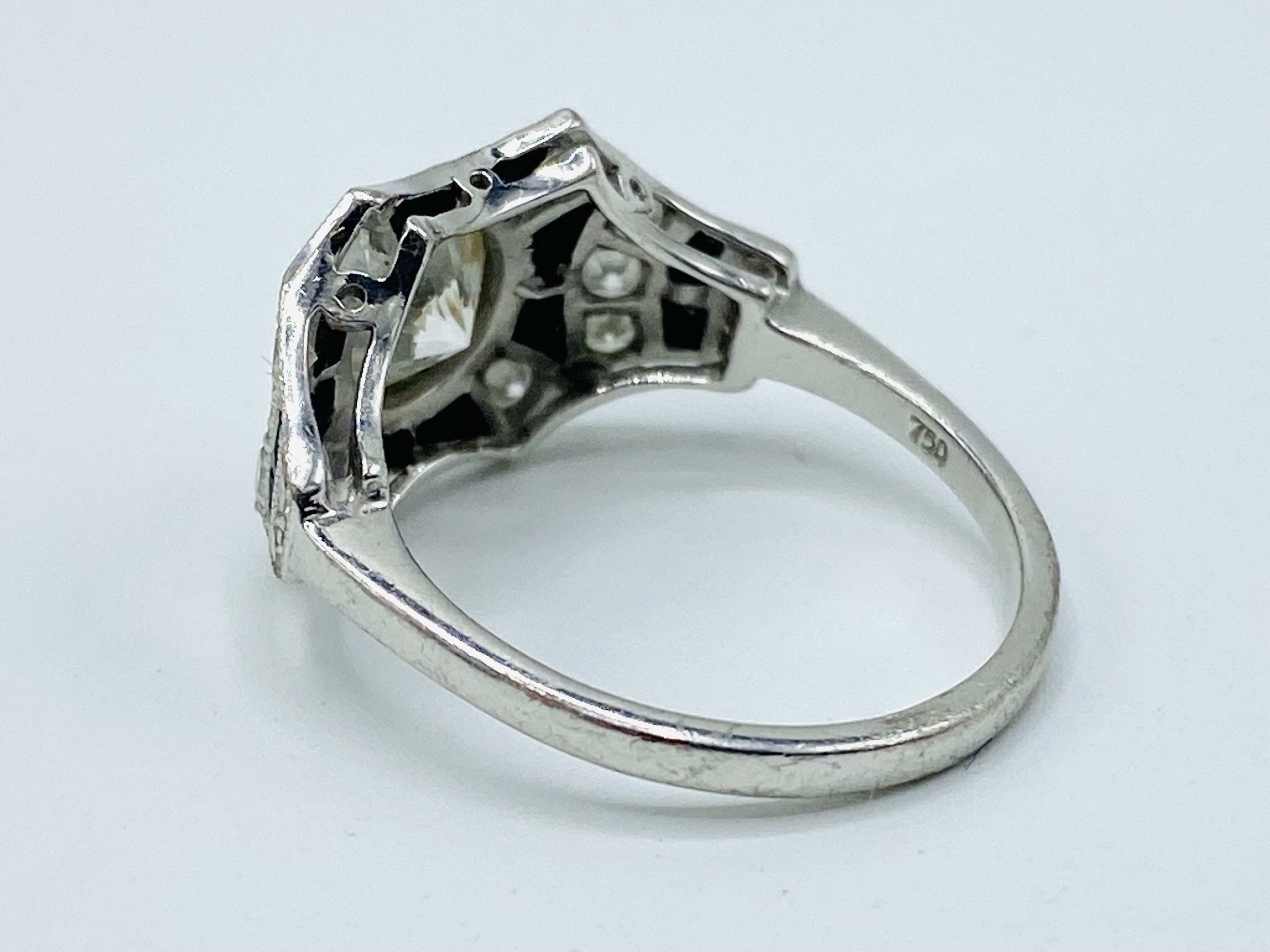 18ct white gold, diamond and black onyx ring - Image 5 of 6