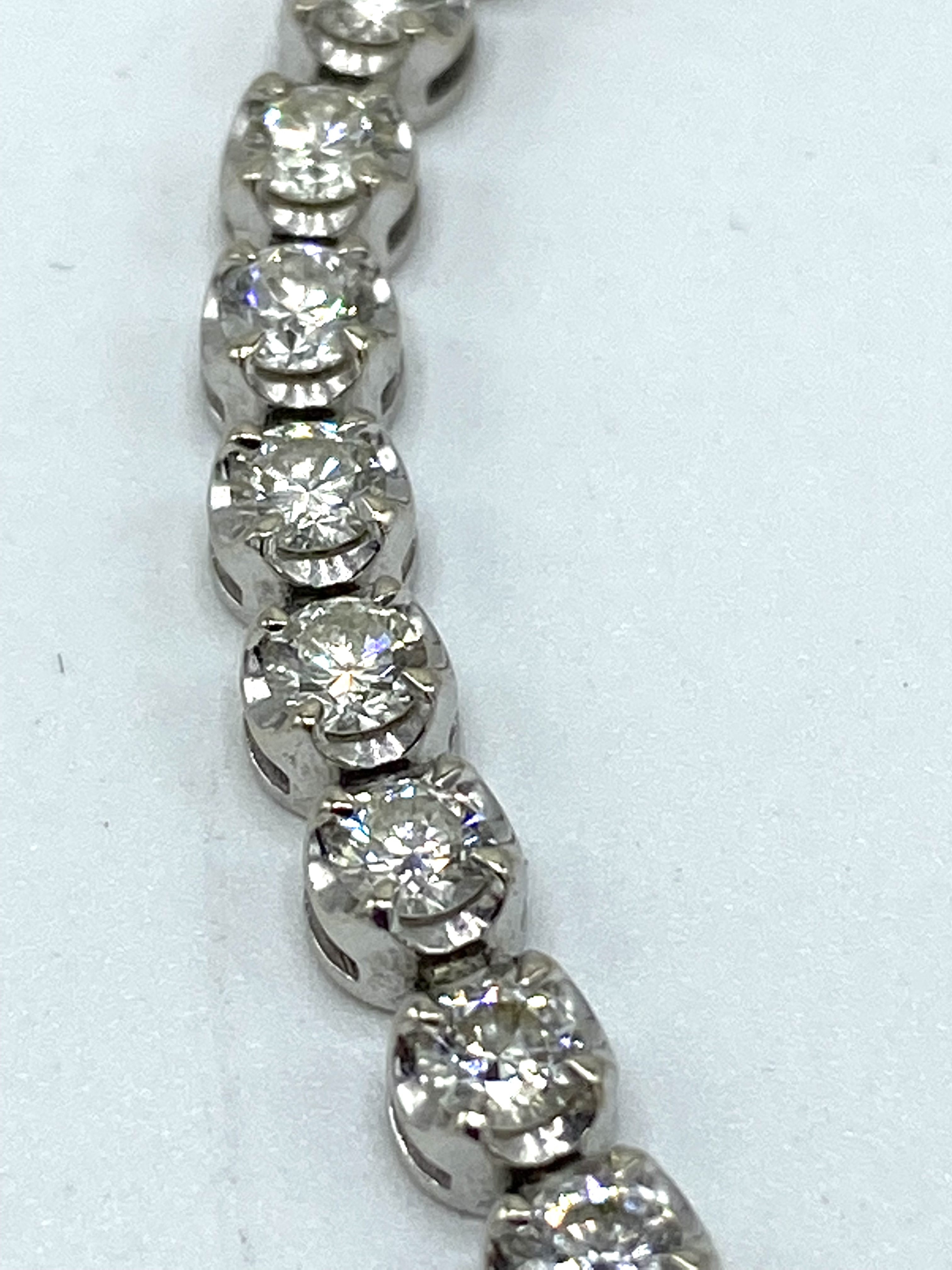 14ct hallmarked white gold diamond bracelet - Image 4 of 5