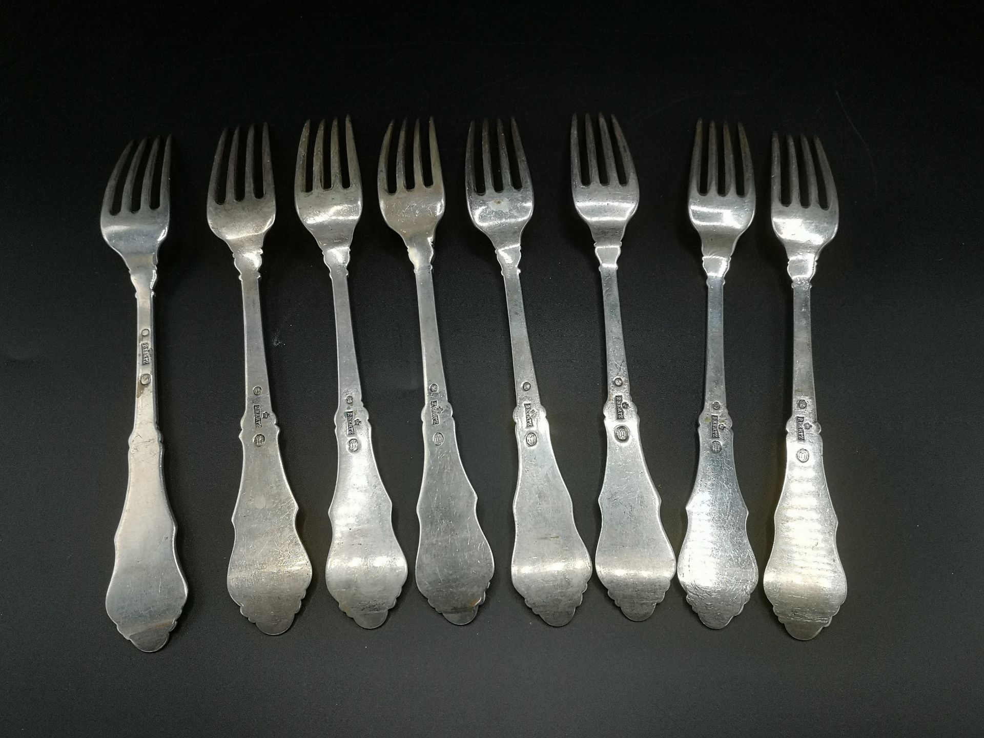 Eight Danish silver dinner forks - Image 3 of 4