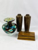 Pair of lacquered brass vases