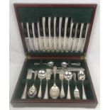 Six place canteen of silver plate cutlery