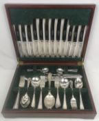 Six place canteen of silver plate cutlery