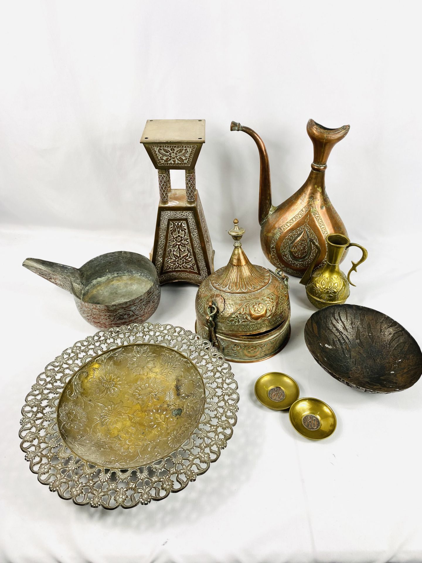 Quantity of Middle Eastern copper and brass