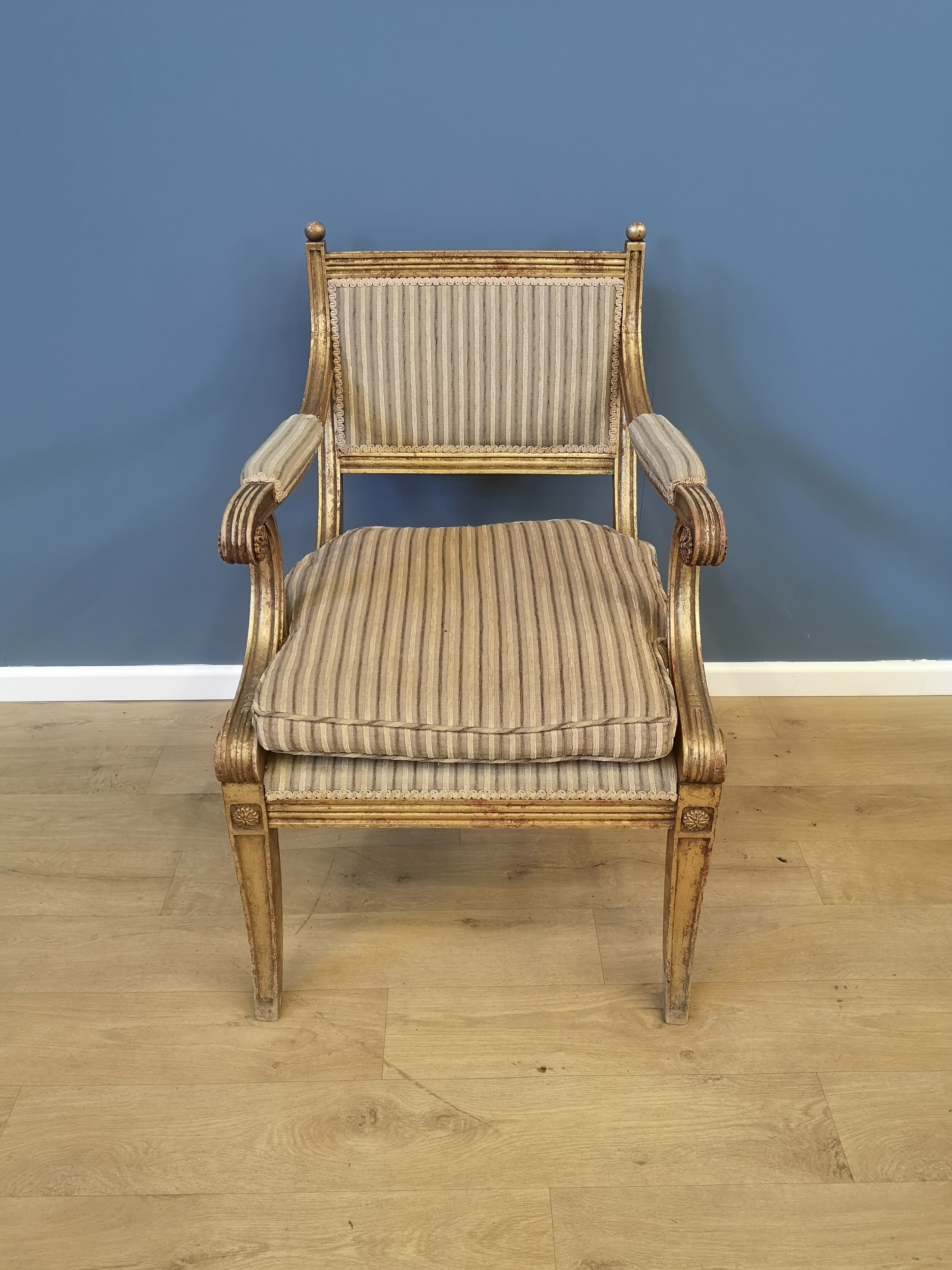 Four giltwood French empire style open armchairs - Image 2 of 6