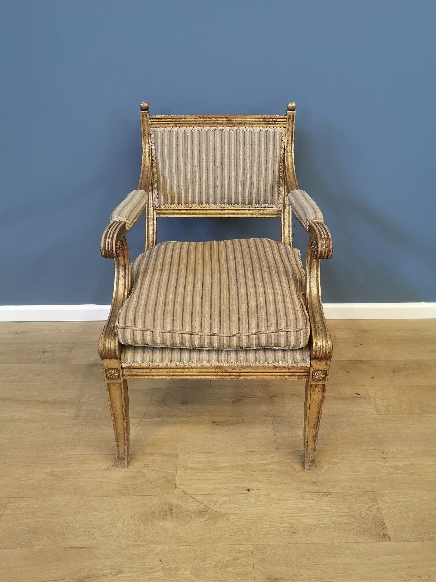 Four giltwood French empire style open armchairs - Image 2 of 6