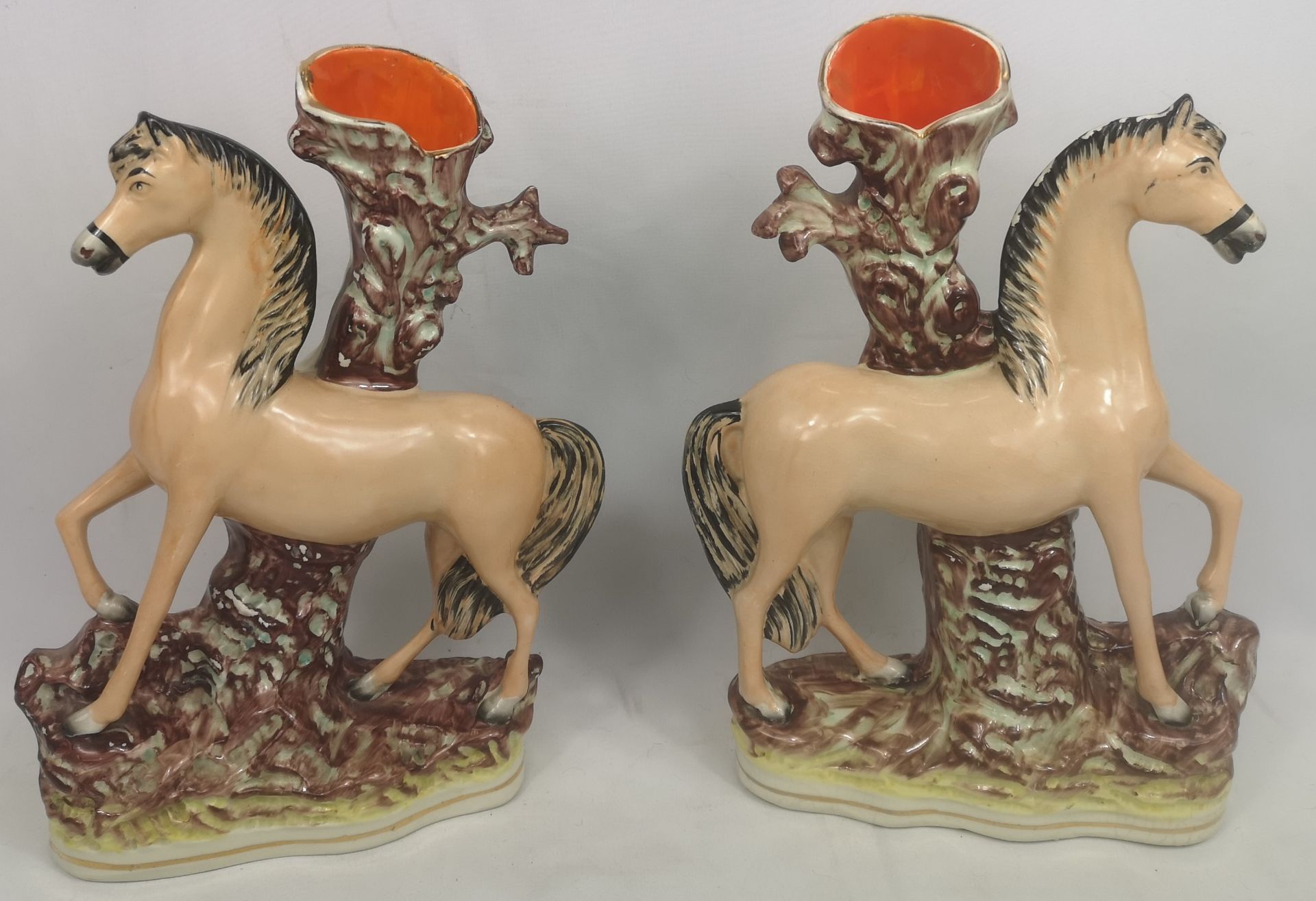 Pair of Victorian Staffordshire spill vases