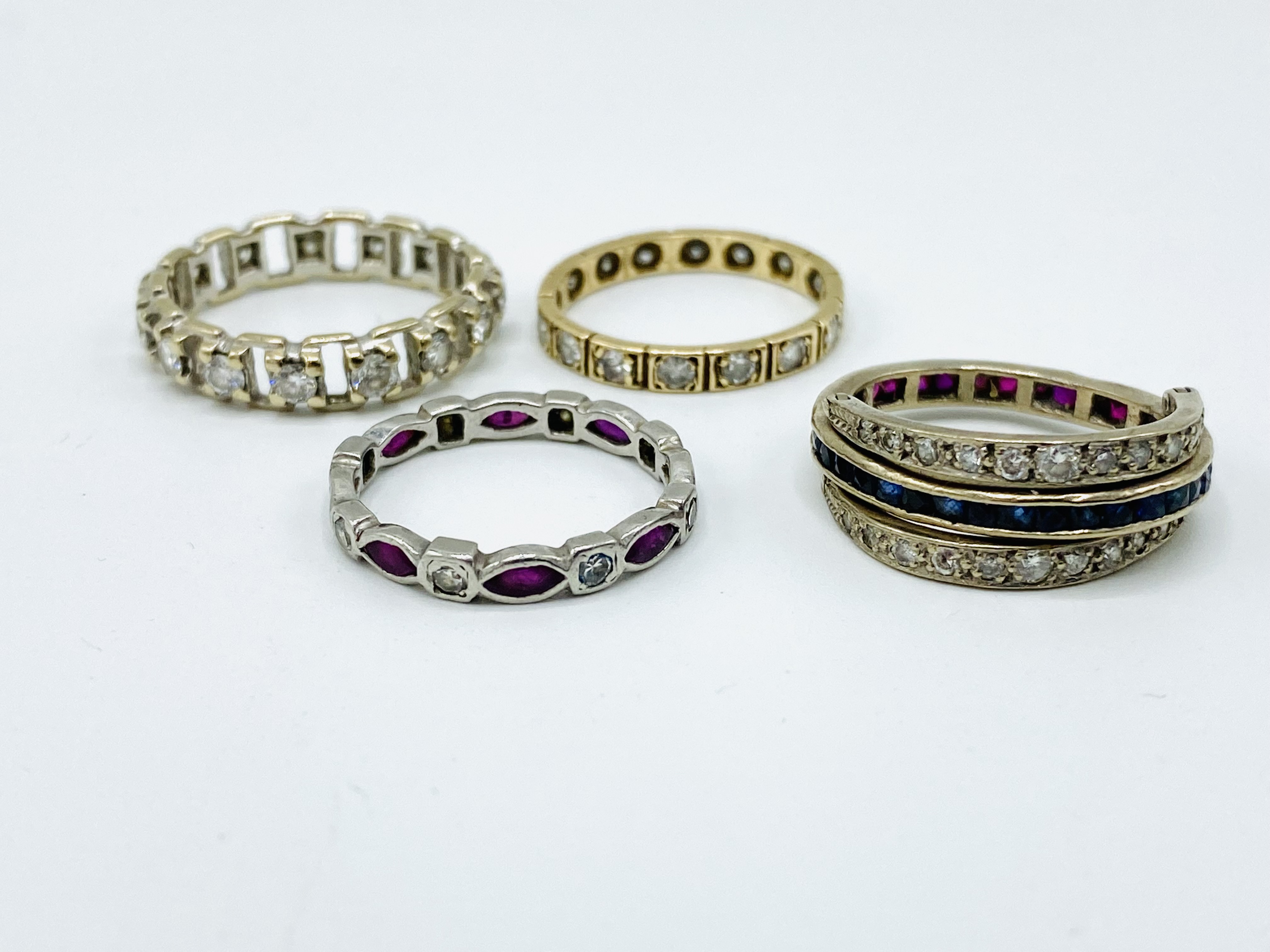 Four various diamond set bands - Image 3 of 5