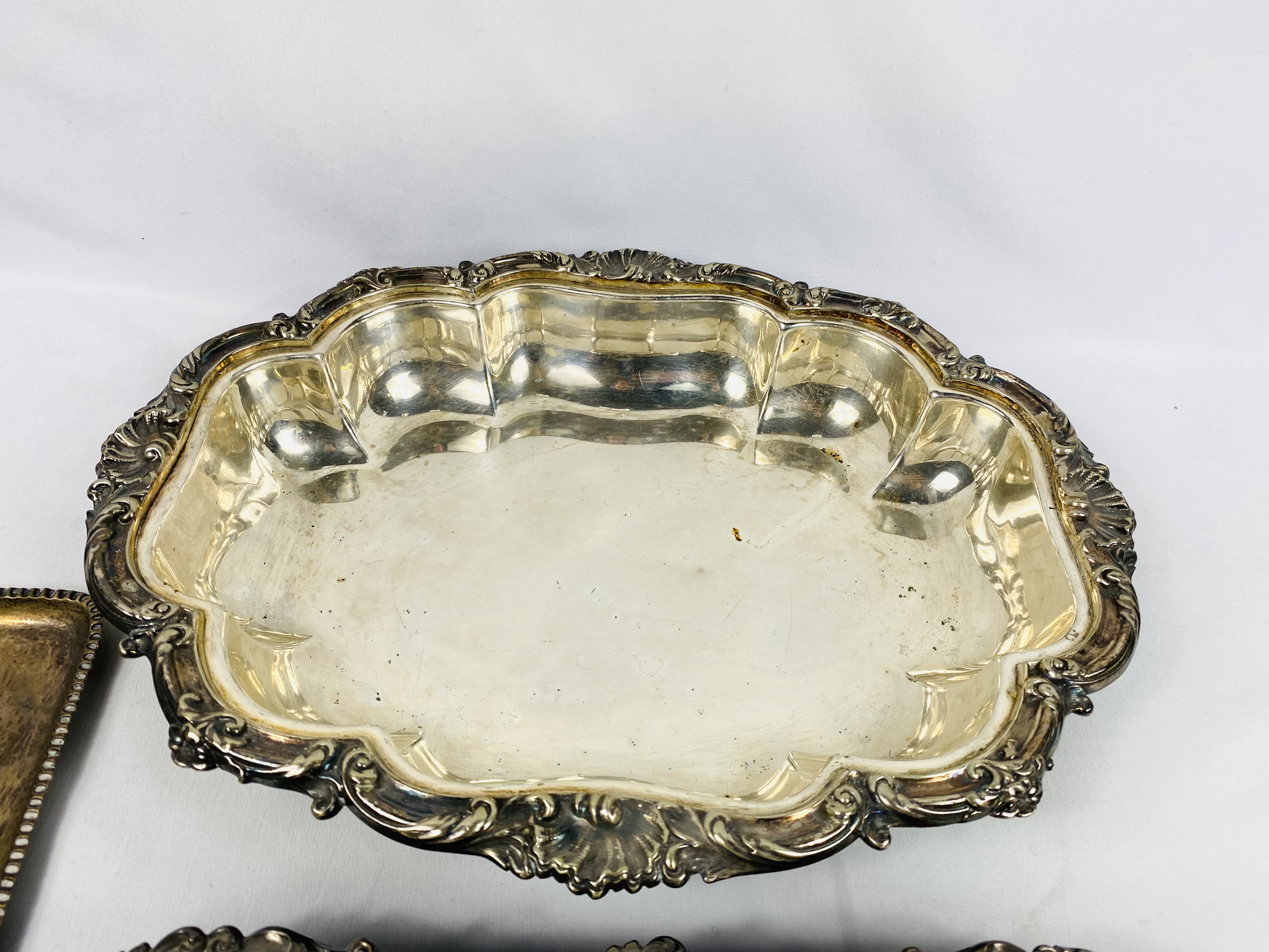 Two silver plate entree dishes and other items - Image 3 of 4