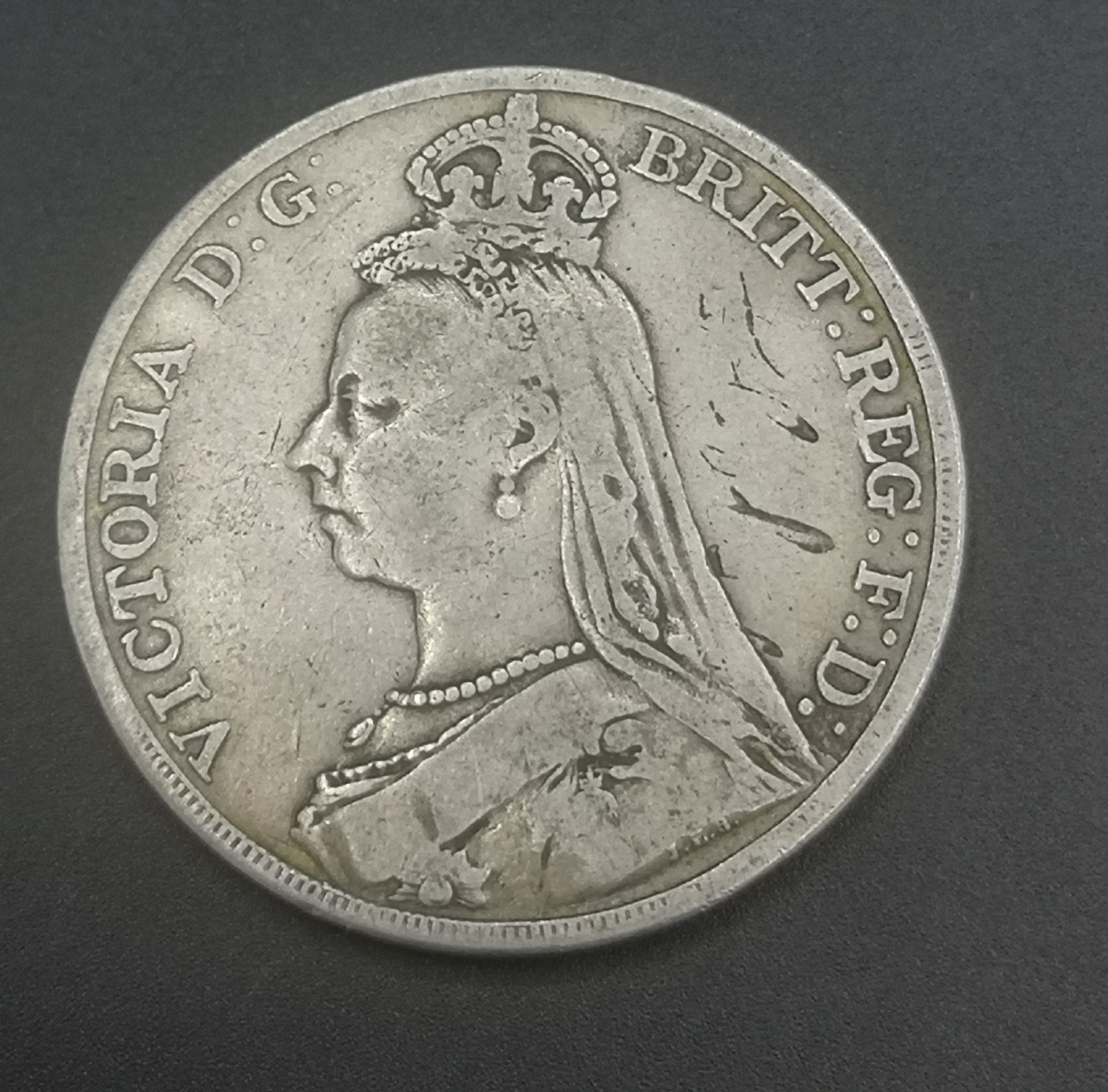 Three Queen Victoria crown coins: 1889, 1893, and 1900 - Image 6 of 10